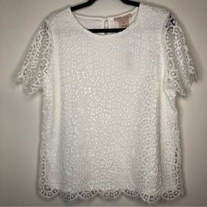 Philosophy White Lace Blouse Top size Large NWT